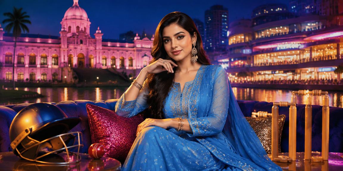 ঢাকায় ক্রিকেট বেটিং উপভোগ করছেন একজন সদস্য সালওয়ার কামিজে