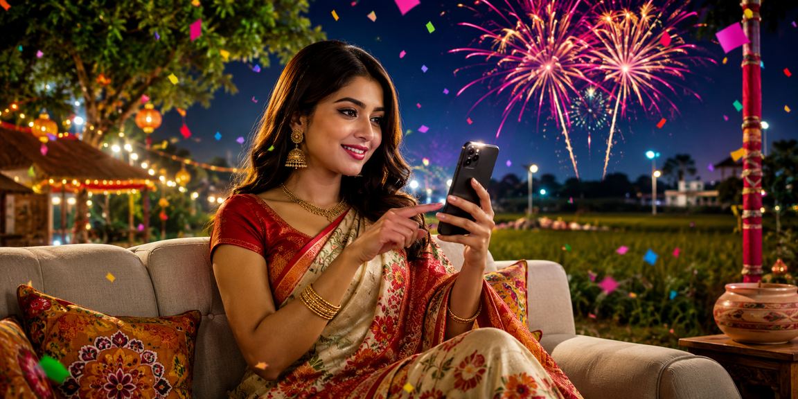 গাজীপুরে পহেলা বৈশাখের উৎসবে মোবাইলে ডিপোজিট করছেন একজন ব্যবহারকারী