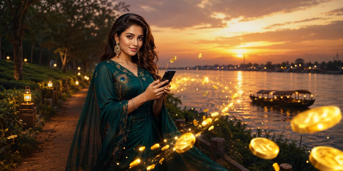 চা বাগানের পাশে খুলনায় মোবাইল পেমেন্ট করছেন একজন ব্যবহারকারী