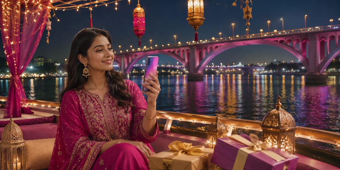রাজশাহীতে ঈদ উৎসবে মোবাইলে পেমেন্ট করছেন একজন সদস্য